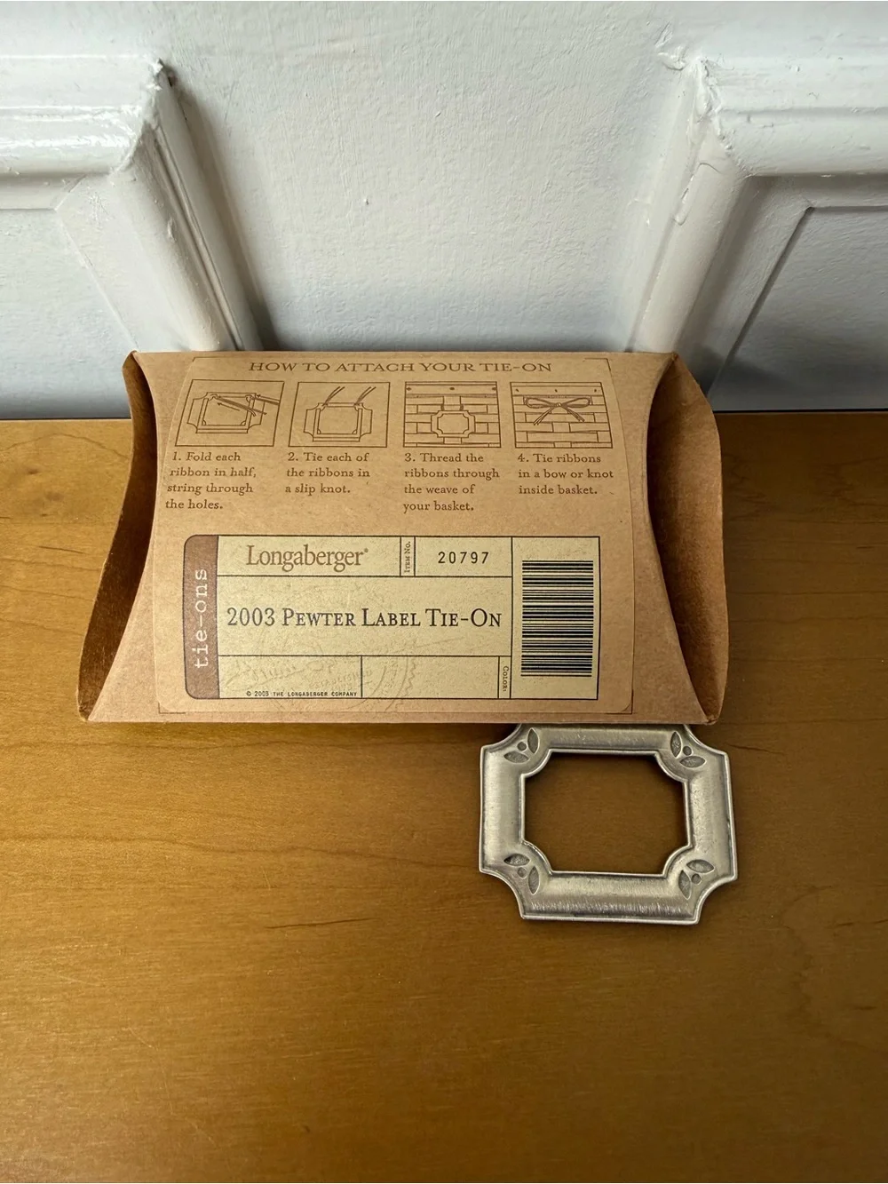 Longaberger Silver Decorative Frame Accent with Cream Ribbon